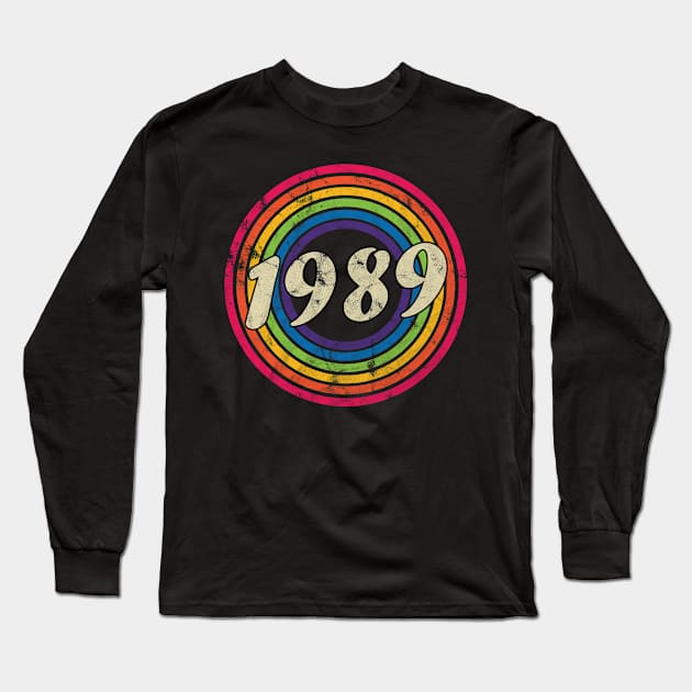 1989 - Retro Rainbow Faded-Style Long Sleeve T-Shirt by MaydenArt